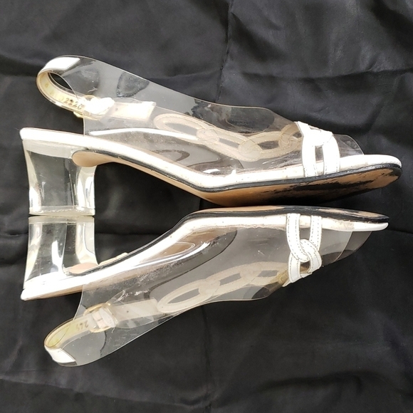 VCalifornia Magdesians Mitzi vintage USA Clear Vinyl White Leather in box - Picture 1 of 15